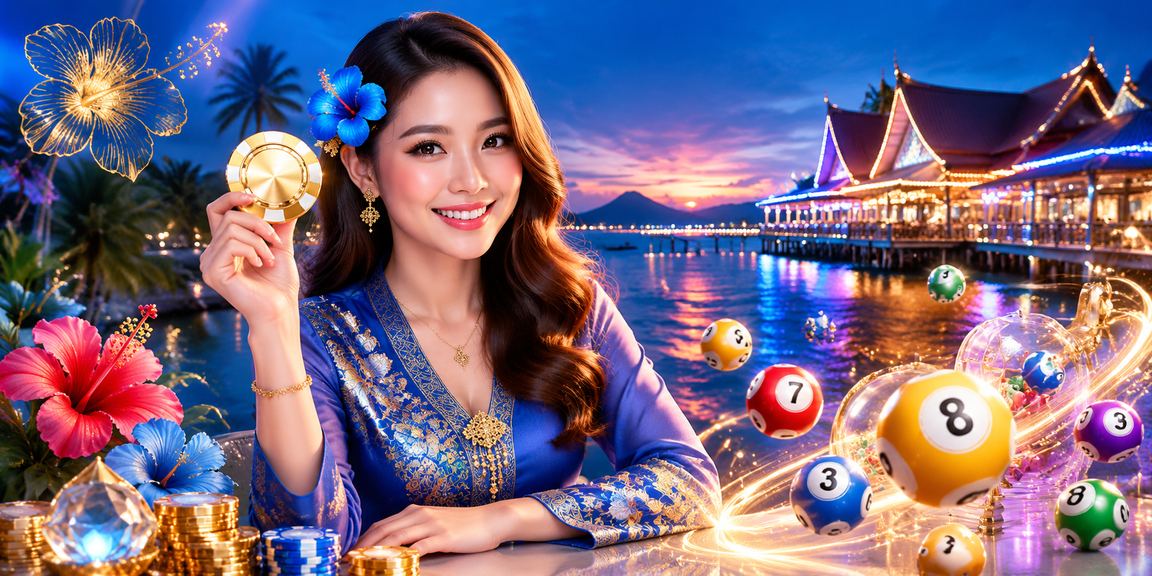 Pemain loteri Malaysia berbaju kurung menyambut kemenangan dengan gembira